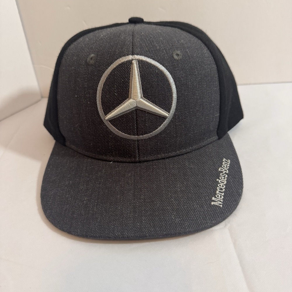 Mercedes Benz Hat With Logo Sandwich Bill Black And Gray Cap Adjustable Unisex